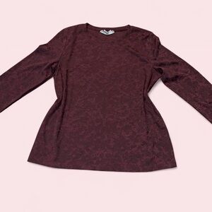 maroon vera wang long sleeve w/ subtle floral patterns